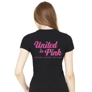 UNITED IN PINK BACK LOGO ese black tees
