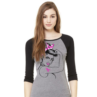 "Rosie" - Ladies b2000 black/heather grey raglan, S