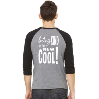 - KIND IS THE NEW COOL! - Mens b3200 black/heather grey raglan, XS
