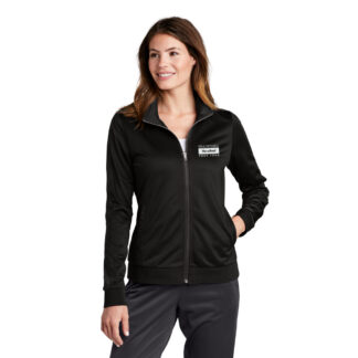 LST94 LADIES TRACK JACKET / EMBROIDERED SCHOOL LOGO - Black/Black, XS