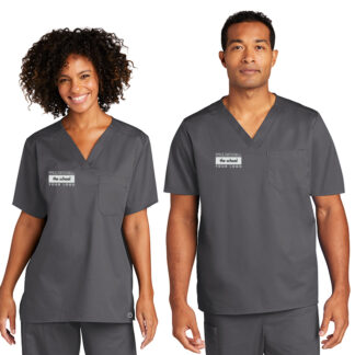 Unisex ww3160 workflex Chest Pocket V-Neck top - 2XS, Pewter