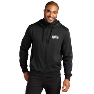 F814 UNISEX Smooth Fleece Hooded Jacket / EMBROIDERED SCHOOL LOGO - Black, XS
