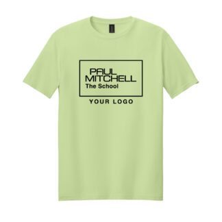 g640 UNISEX tee 10 inch inverted logo BLACK INK - PISTACHIO, S