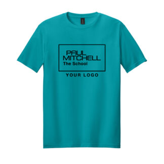 g640 UNISEX tee 10 inch inverted logo BLACK INK - TROPICAL BLUE, S